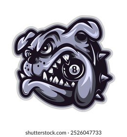 angry dog head billiard ball mascot logo