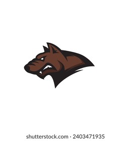 Angry dog head. Dog Mascot Head.handmade illustration. Design element for logo, label, sign, badge.