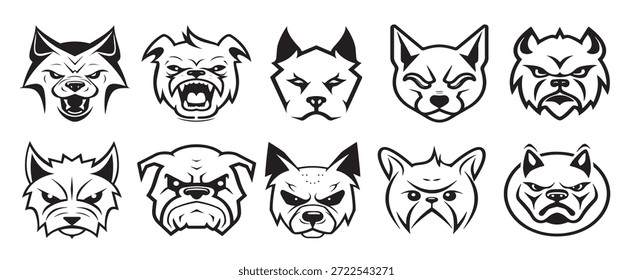 Cabeza de perro enojado dibujado a mano en estilo doodle