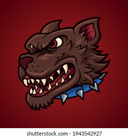 Angry dog head vector illustration