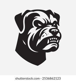 Angry Dog head vector silhouettes illustration design, isolated white background. Logo type, Tee shirt illustration vector.