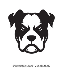 Angry Dog head vector silhouettes illustration design, isolated white background. Logo type, Tee shirt, statue design illustration vector.