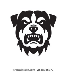 Angry Dog head vector silhouettes illustration design, isolated white background. Logo type, Tee shirt, statue design illustration vector.