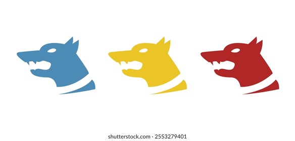 angry dog icon on white background, vector illustration