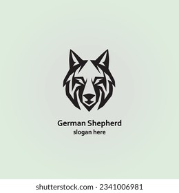 Angry dog Premium germansheperd logo design template vector illustration black angry pets animal