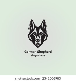 Angry dog Premium germansheperd logo design template vector illustration black angry pets animal