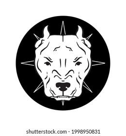 Angry dog. Simple and trendy pitbull head logo.