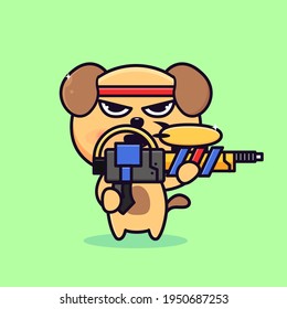 diseño de perro enfurecido・plana cargador de espacio, perro con diseño de arma espacial aislado para el logotipo de mascota, página de aterrizaje, volante, banner