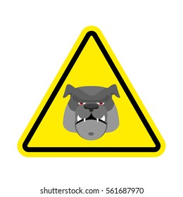 Angry Dog Warning sign yellow. Bulldog Hazard attention symbol. Danger road sign triangle pet