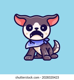 angry dog wearing bandana for character, icon, logo, sticker and illustration.