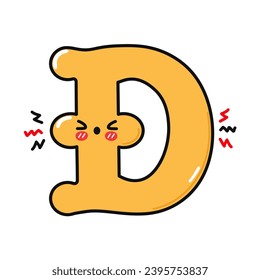 Angry Dogecoin symbol character. Vector hand drawn cartoon kawaii character illustration icon. Isolated on white background. Sad Dogecoin symbol character concept