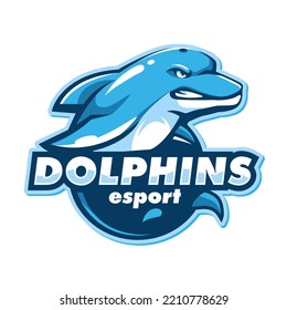 Angry Dolphin esport logo isolated on white background for team sport and gaming