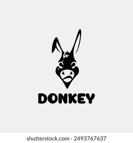 angry donkey face character logo illustration