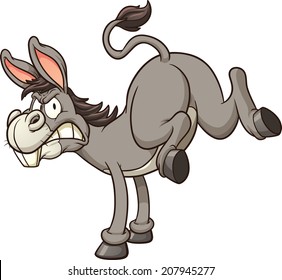 Angry donkey kick. Vector clip art illustration with simple gradients. All in a single layer.