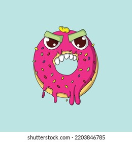 Angry Donut Food Monster Illustration svg