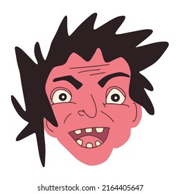Angry doodle man face. Hand drawn  vector illustration for print