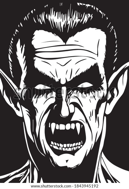 Angry Dracula Black White Vector Illustration Stock Vector (Royalty ...