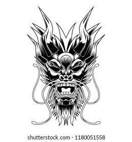 angry dragon black and white vector