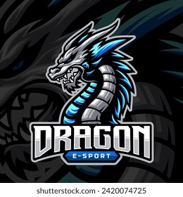 Angry dragon esport logo design. Mascot logo template