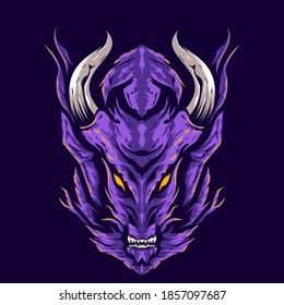 angry dragon head illustration logo design