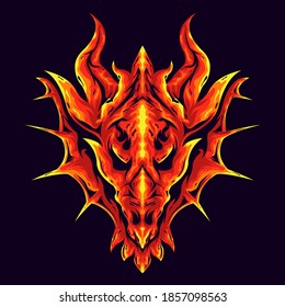 angry dragon head illustration logo design
