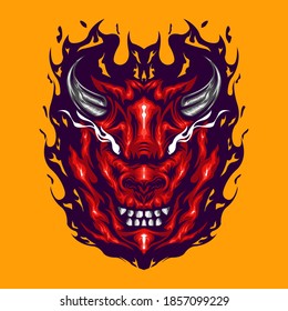 angry dragon head illustration logo design