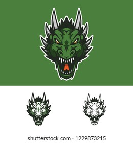 Angry Dragon Head Mascot Logo