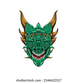 angry dragon head vector illustration
