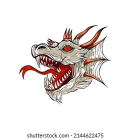 angry dragon head vector illustration