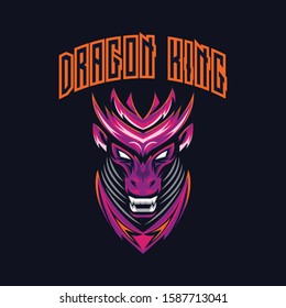 angry dragon king mascot vector logo design illustration art