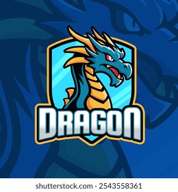 Vetor de design de logotipo do mascote do dragão irritado para emblema, emblema, esporte e impressão de t-shirt