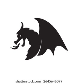 Design de silhueta de dragão irritado. Símbolo do animal mitológico.