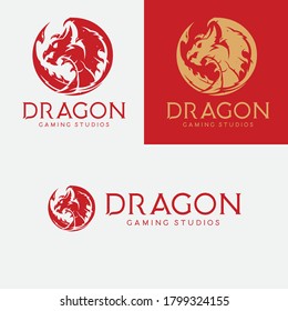 Angry Dragon Stamp Logo Vector 