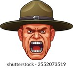 An angry drill instructor or sergeant bootcamp army soldier cartoon character 