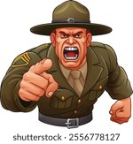 An angry drill instructor or sergeant bootcamp army soldier cartoon character 