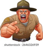An angry drill instructor or sergeant bootcamp army soldier cartoon character 