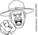 An angry drill instructor or sergeant bootcamp army soldier cartoon character