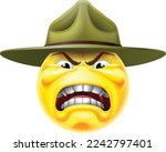 An angry drill sergeant, scout master or forest ranger emoticon cartoon face icon