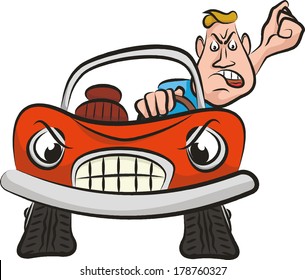 Angry Driver Aggression On Road Stock Vector (Royalty Free) 178760327