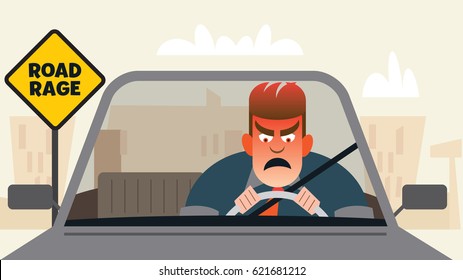 Angry driver with road rage