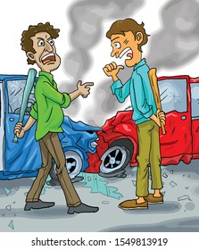 Angry drivers after car accident