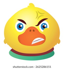 Angry duck with clenched teeth. Vector illustration