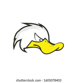 angry duck face logo design vector. duck head symbol icon. 