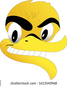 Angry Duck face with vector illustration of simple gradients. All in a single layer.