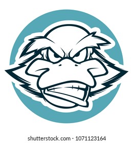 angry duck head mascot bw version smirking face