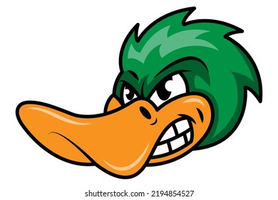 Angry Duck Head Vector. Duck Head Mascot. Poultry Food Business Logo