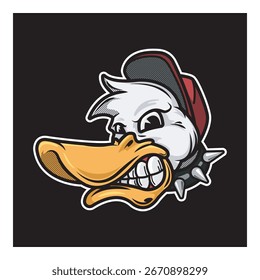 Ilustração do vetor do cartoon do mascote do pato irritado para o logotipo do E-sport e do jogo