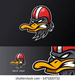 angry duck rider mascot sport esport logo template for team, streamer, rider