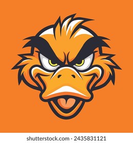 Angry Duck Sports Mascot logo vector illustration with isolated background