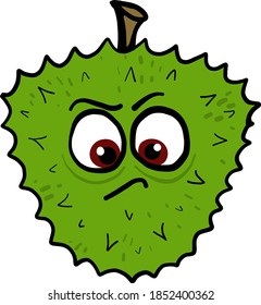 Angry durian, illustration, vector on white background